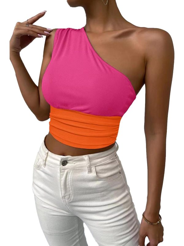 Asymmetrical One Shoulder Rib-Knit Crop Top - T-shirts & Tops - Uniqistic.com