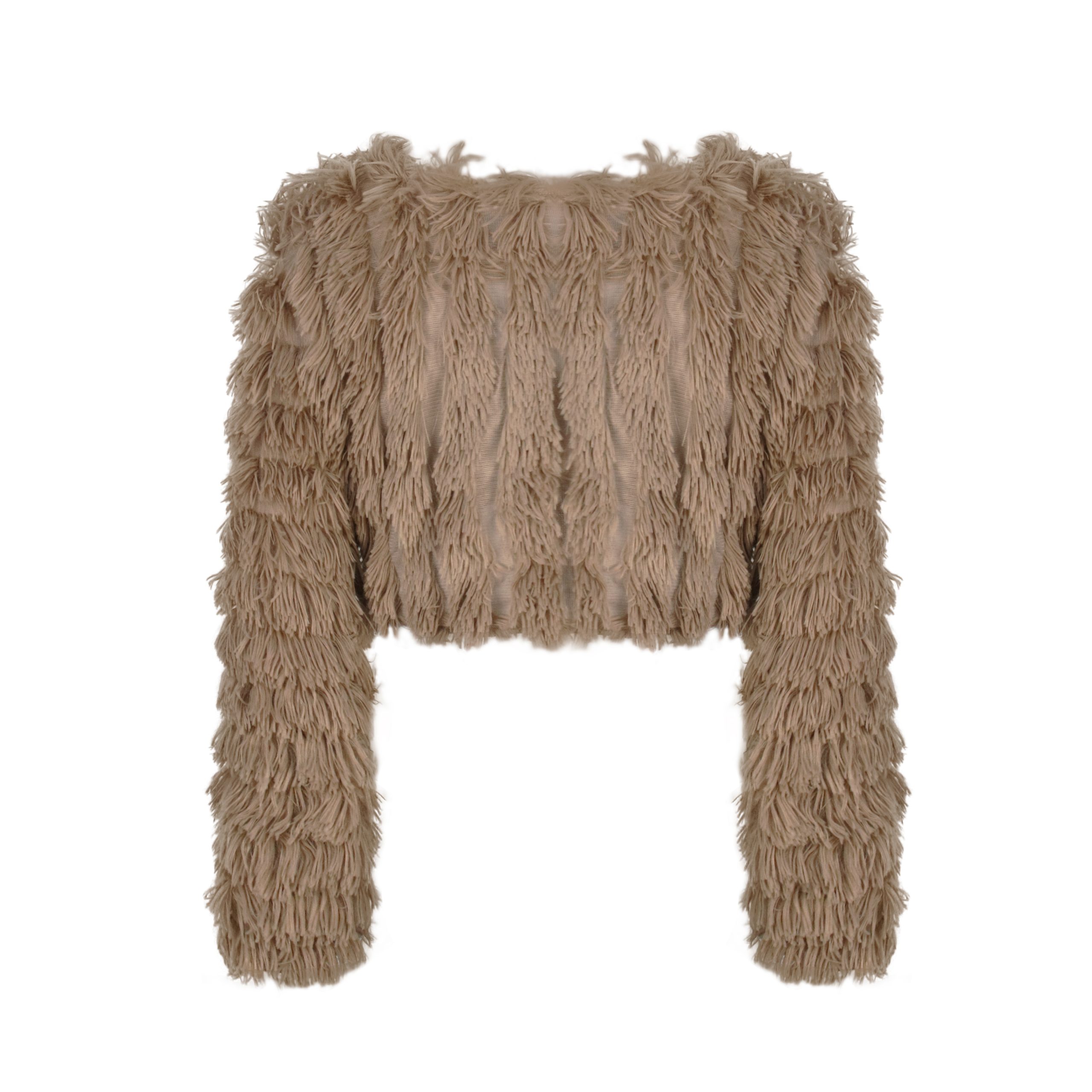 Fur Long Sleeve O-Neck Fluffy Coat Jacket in Coats & Jackets