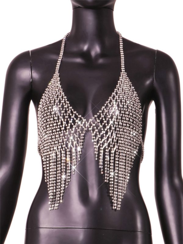 Welding Rhinestone Chest Necklace Top - T-shirts & Tops - Uniqistic.com