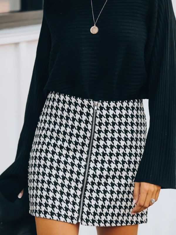 Office Houndstooth A Line Skirt - Skirts - Uniqistic.com