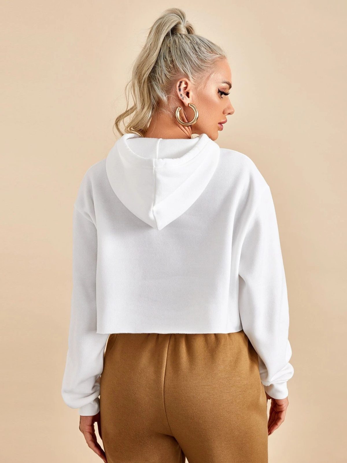 Fleece Solid Color Short Navel-Exposed Hooded - Hoodies & Sweatshirts - Uniqistic.com