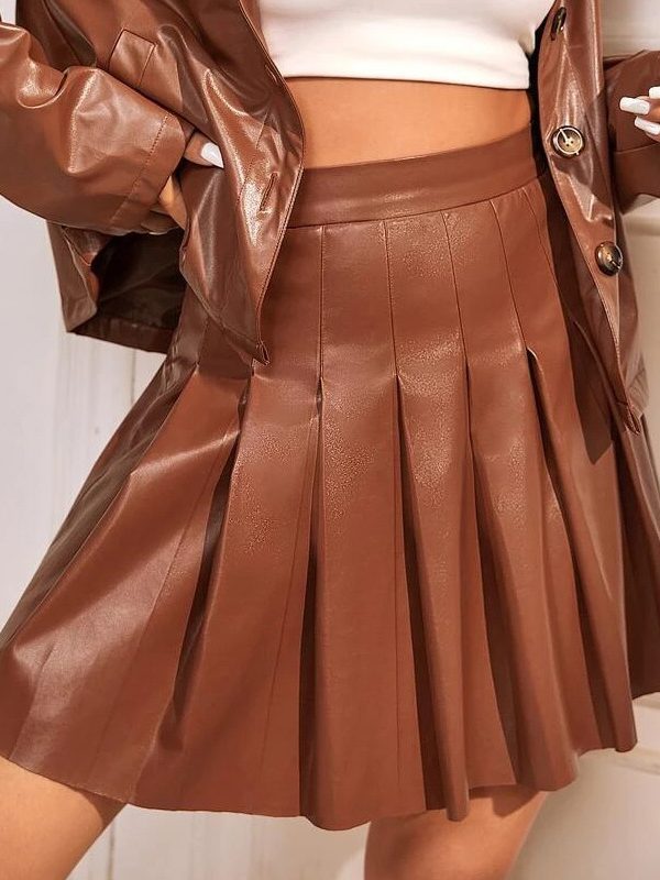 Leather Pleated Skirt - Skirts - Uniqistic.com
