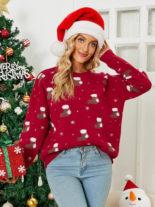 Round Neck Snowflake Christmas Sweater - Sweaters - Uniqistic.com