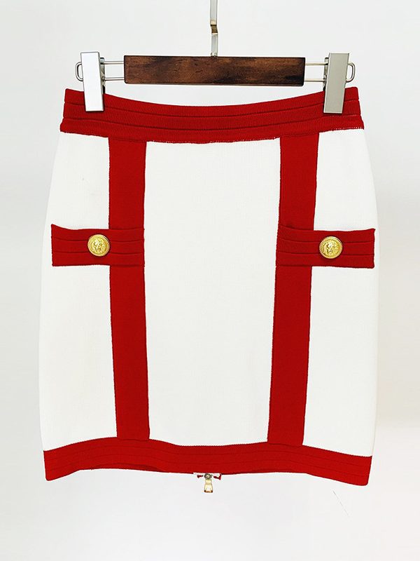 Winter Contrast Color Zipper Package Hip Skirt - Skirts - Uniqistic.com