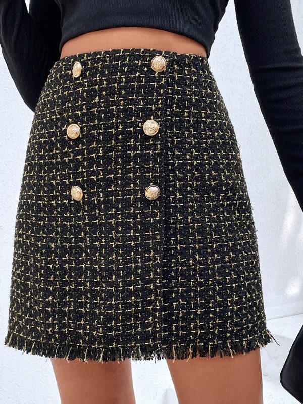 Elegant Button Slightly Mature Slimming High Waist Skirt - Skirts - Uniqistic.com