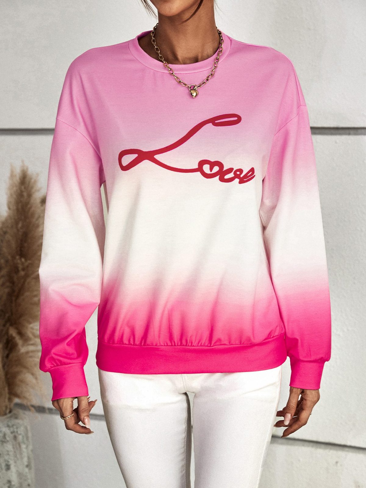 Long Sleeve Gradient Color Love Sweatshirt - Hoodies & Sweatshirts - Uniqistic.com