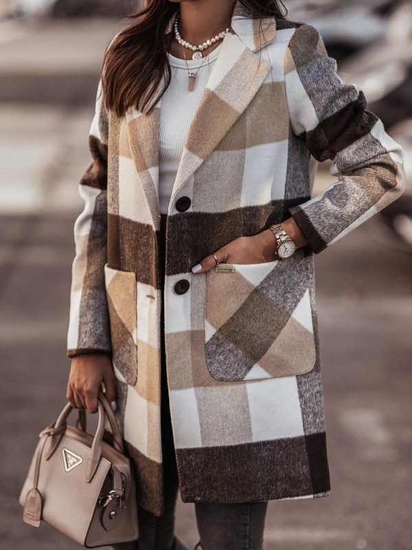 Plaid Long Woolen Coat - Coats & Jackets - Uniqistic.com