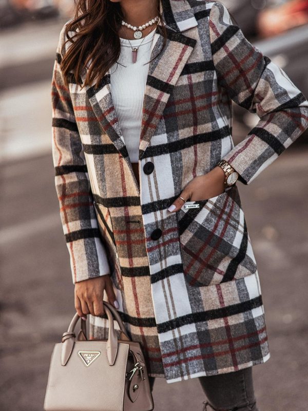 Plaid Long Woolen Coat - Coats & Jackets - Uniqistic.com