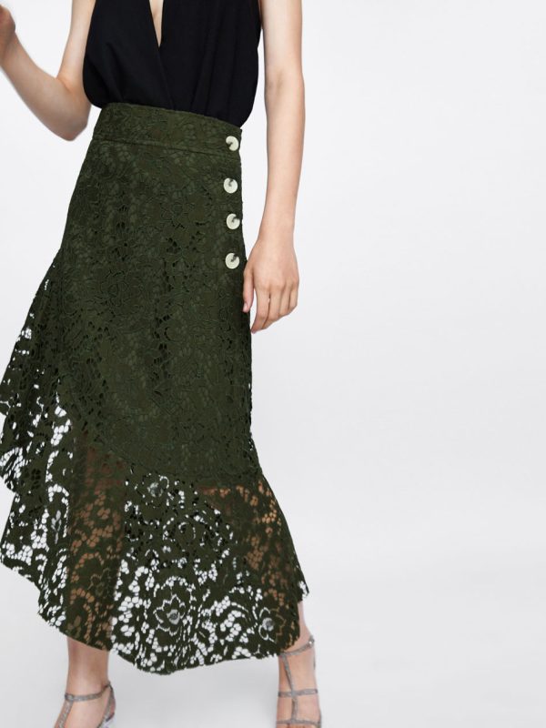 Green Chiffon Asymmetric Stitching Skirt - Skirts - Uniqistic.com