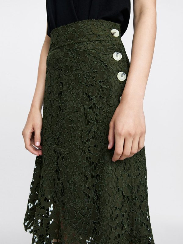 Green Chiffon Asymmetric Stitching Skirt - Skirts - Uniqistic.com