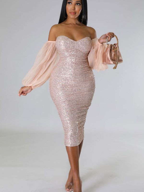 French Long Sleeve Sequin Dress - Dresses - Uniqistic.com