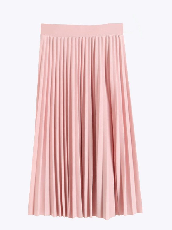 Elastic High Waist Chiffon Mid-Length Pleated Skirt - Skirts - Uniqistic.com