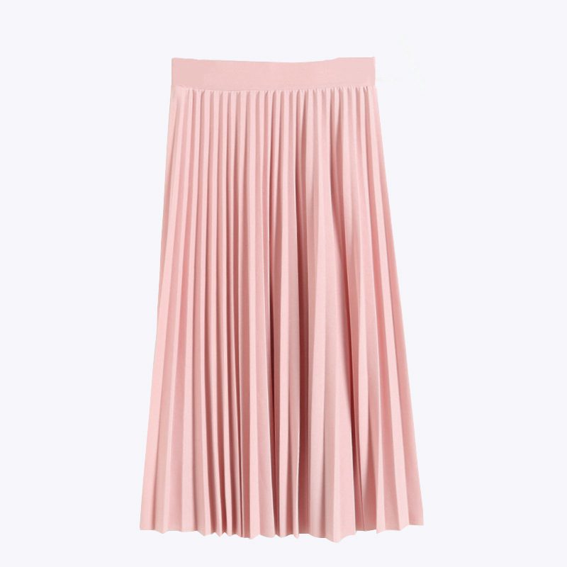 Elastic High Waist Chiffon Mid-Length Pleated Skirt - Skirts - Uniqistic.com