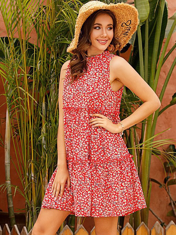 Floral Printed Halter Dress - Dresses - Uniqistic.com