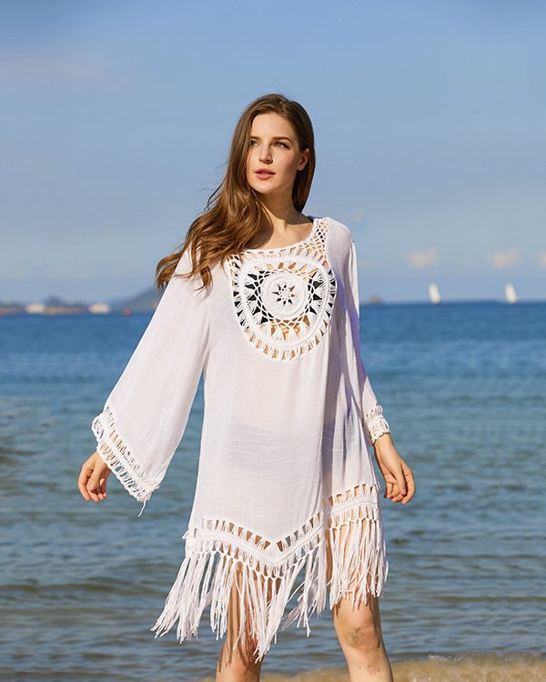 White Tassel Beachwear - Crochet Lace Dress - Uniqistic.com