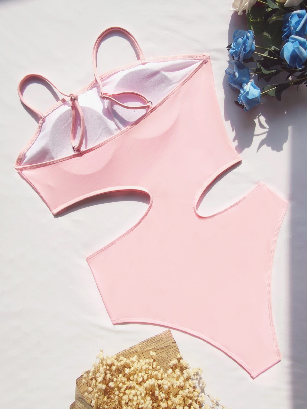 Pink One-Piece Hollow Out Swimsuit - One Piece Swimsuit - Uniqistic.com