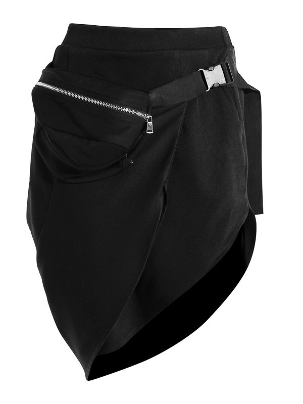Irregular Asymmetric Waist Bag Design Zipper Skirt - Skirts - Uniqistic.com