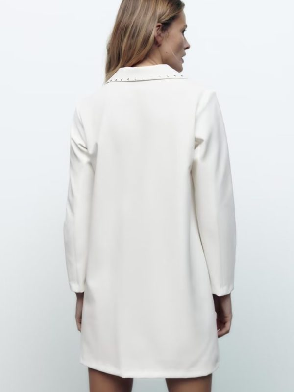 White V Neck Long Sleeve Slim Fit Dress - Dresses - Uniqistic.com