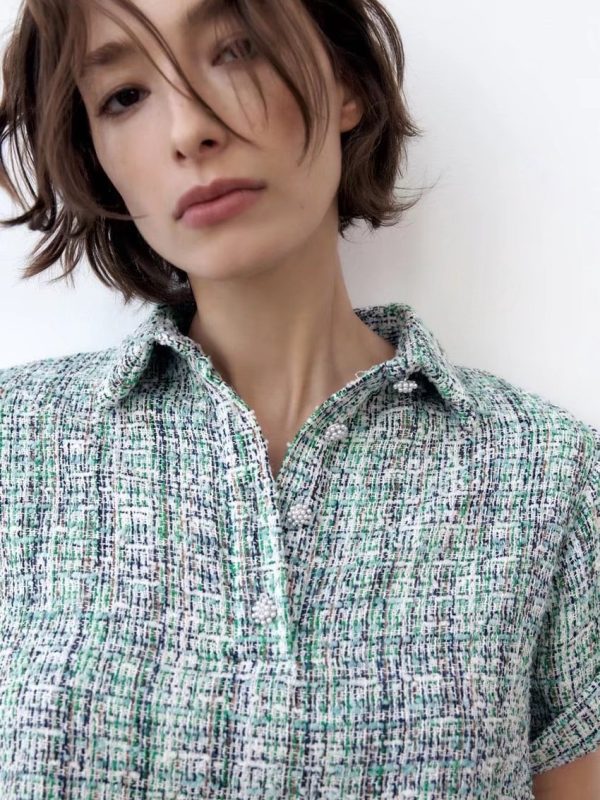 Texture Collared Pullover Blouse Shirt - Blouses & Shirts - Uniqistic.com