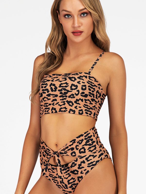 Split Bikini Leopard Print Swimsuit - Cut out Bikini - Uniqistic.com