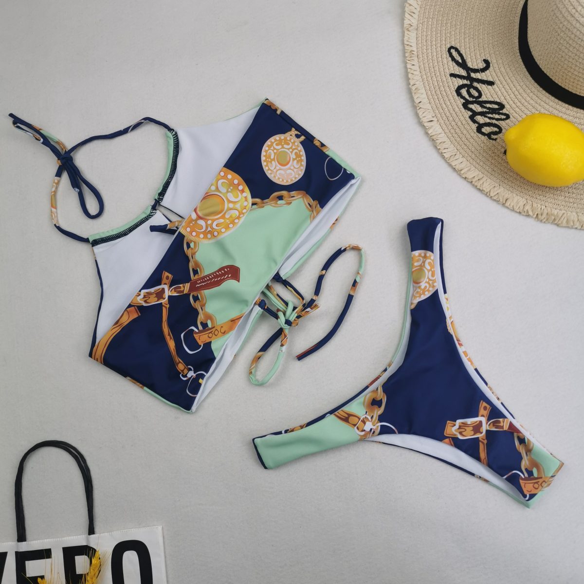 Three Piece High Waist Printed Swimsuit in Swimsuits