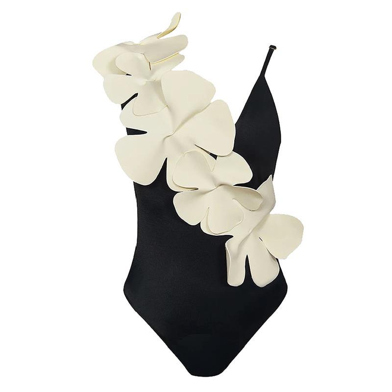 Three Dimensional Floral Design Solid Color Sexy Slimming One Piece Women Swimsuit - One Piece Swimsuit - Uniqistic.com