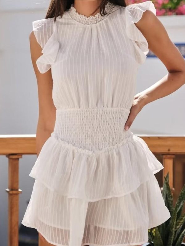 French White Refined Handmade Lace Stitching Multi Layer Tiered Dress - Dresses - Uniqistic.com