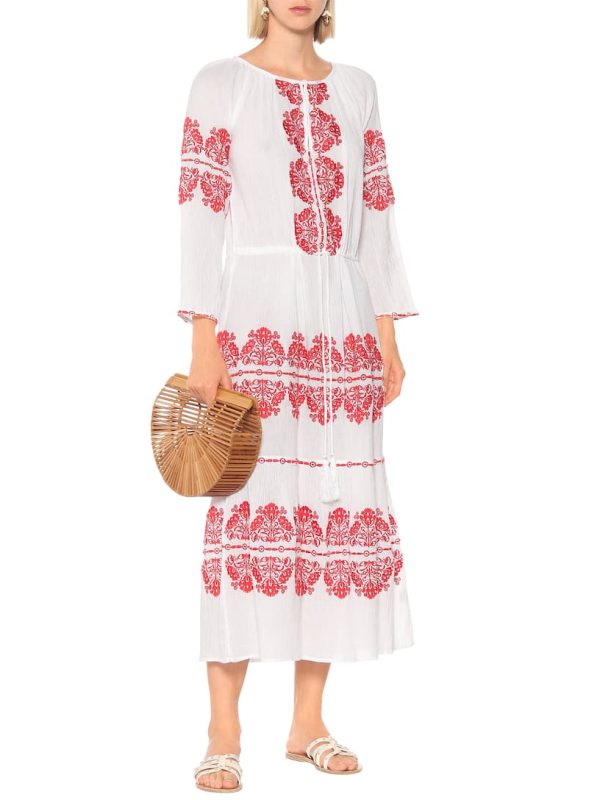 Women’s Spring and Summer Bohemian Vacation White Embroidered Dress Long Dress - Dresses - Uniqistic.com