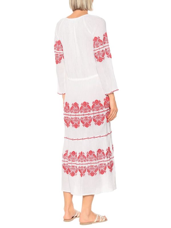 Women’s Spring and Summer Bohemian Vacation White Embroidered Dress Long Dress - Dresses - Uniqistic.com