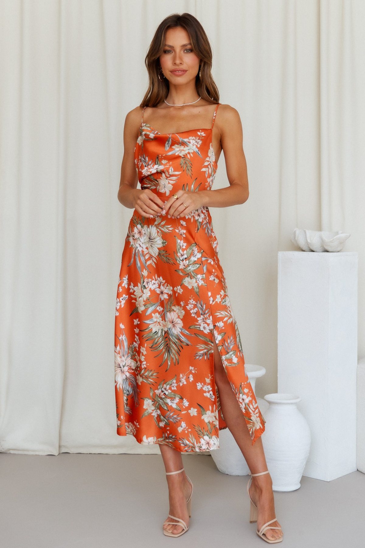 Sleeveless Floral High Split Cami Maxi Dress - Dresses - Uniqistic.com