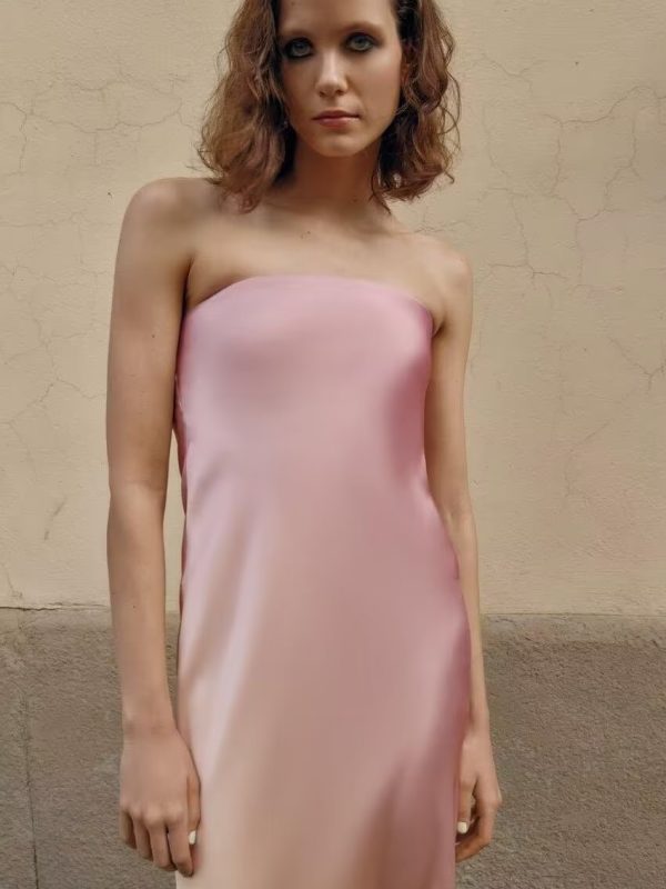 Tube Top Silk Satin Texture Dress - Dresses - Uniqistic.com