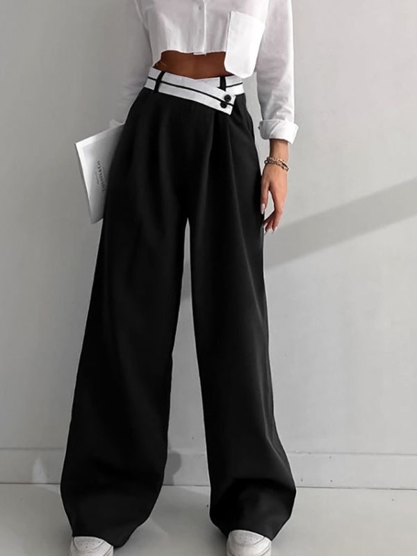 Casual Draping Mopping Pants Wide Leg Pants in Pants