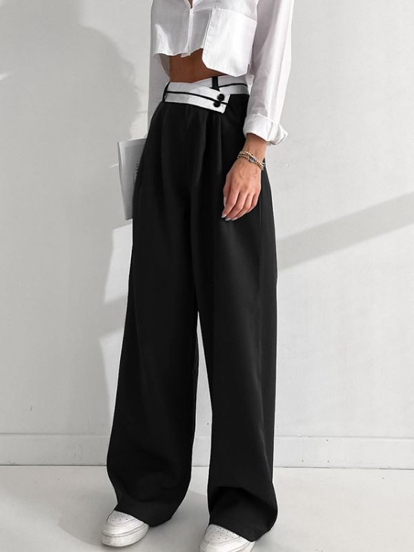 Casual Draping Mopping Pants Wide Leg Pants in Pants