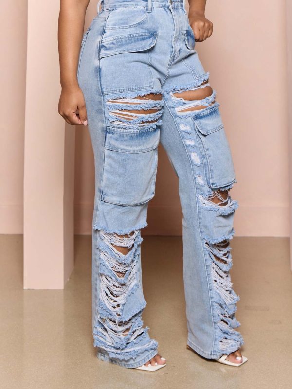 Multi Bag Ripped Jeans - Pants - Uniqistic.com