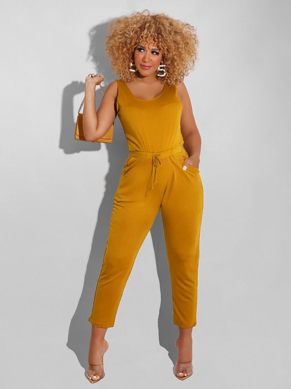Summer One Piece Sleeveless Solid Color Slim Fit Bodysuit - Jumpsuits & Rompers - Uniqistic.com