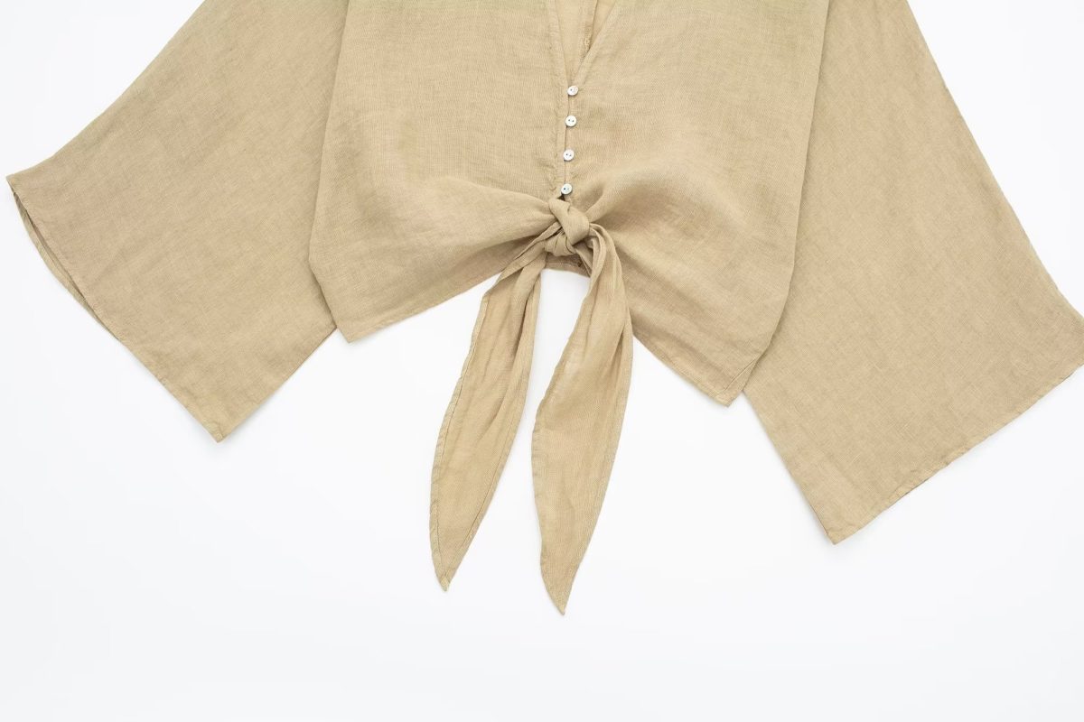 Bow Tie Loose Short Sleeve Shirt - Blouses & Shirts - Uniqistic.com