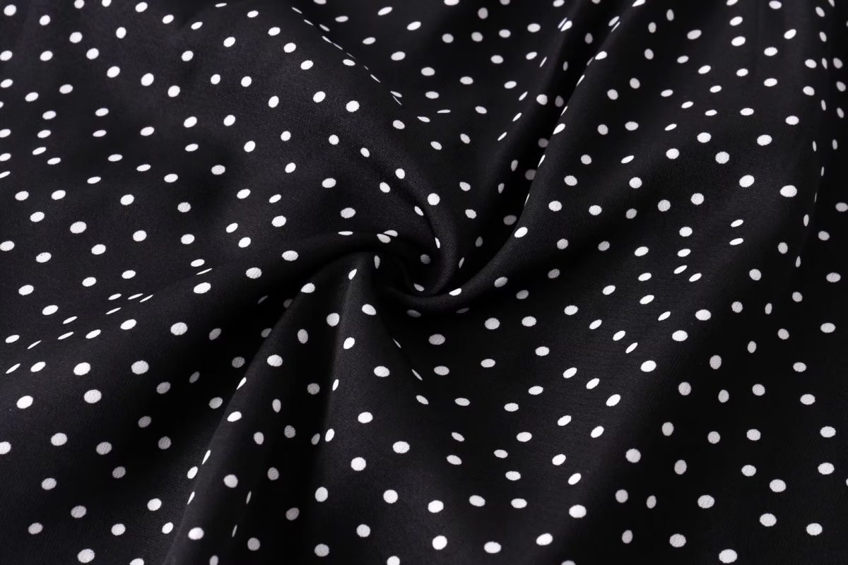 Casual Comfortable Square Collar Pure Black Bottom Polka Dot Printed Dress - Dresses - Uniqistic.com