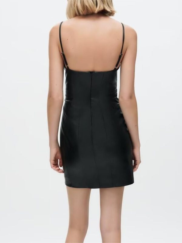 Black Faux Leather Cami Dress - Dresses - Uniqistic.com