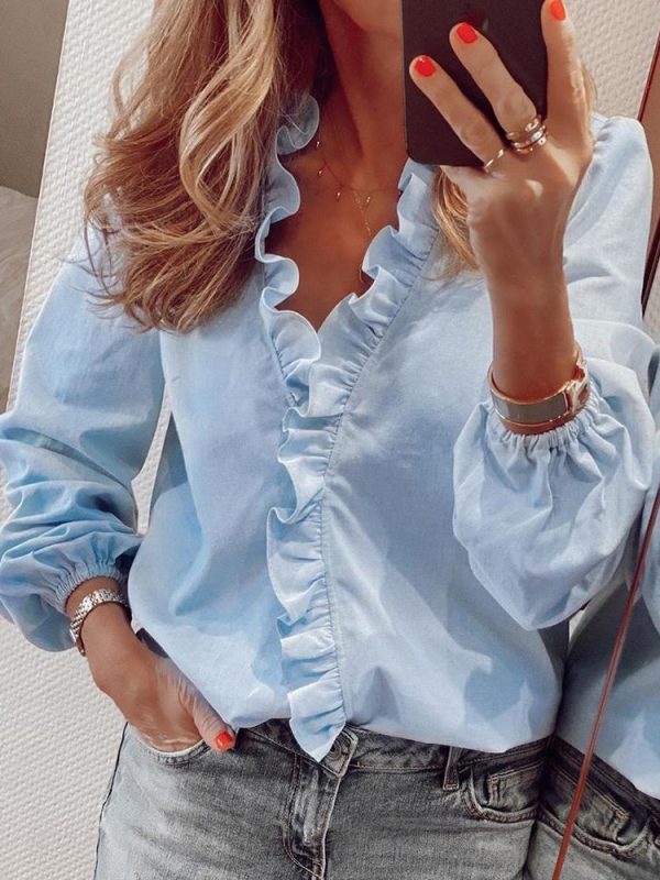 Long Sleeve Ruffle Blouse in Blouses & Shirts