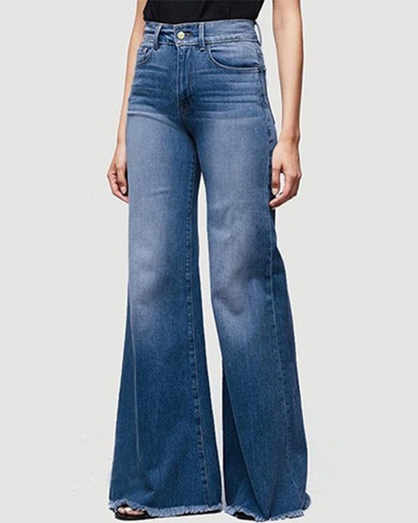 Slim Fit Slimming Wide Leg Tassel Trousers Jeans - Pants - Uniqistic.com