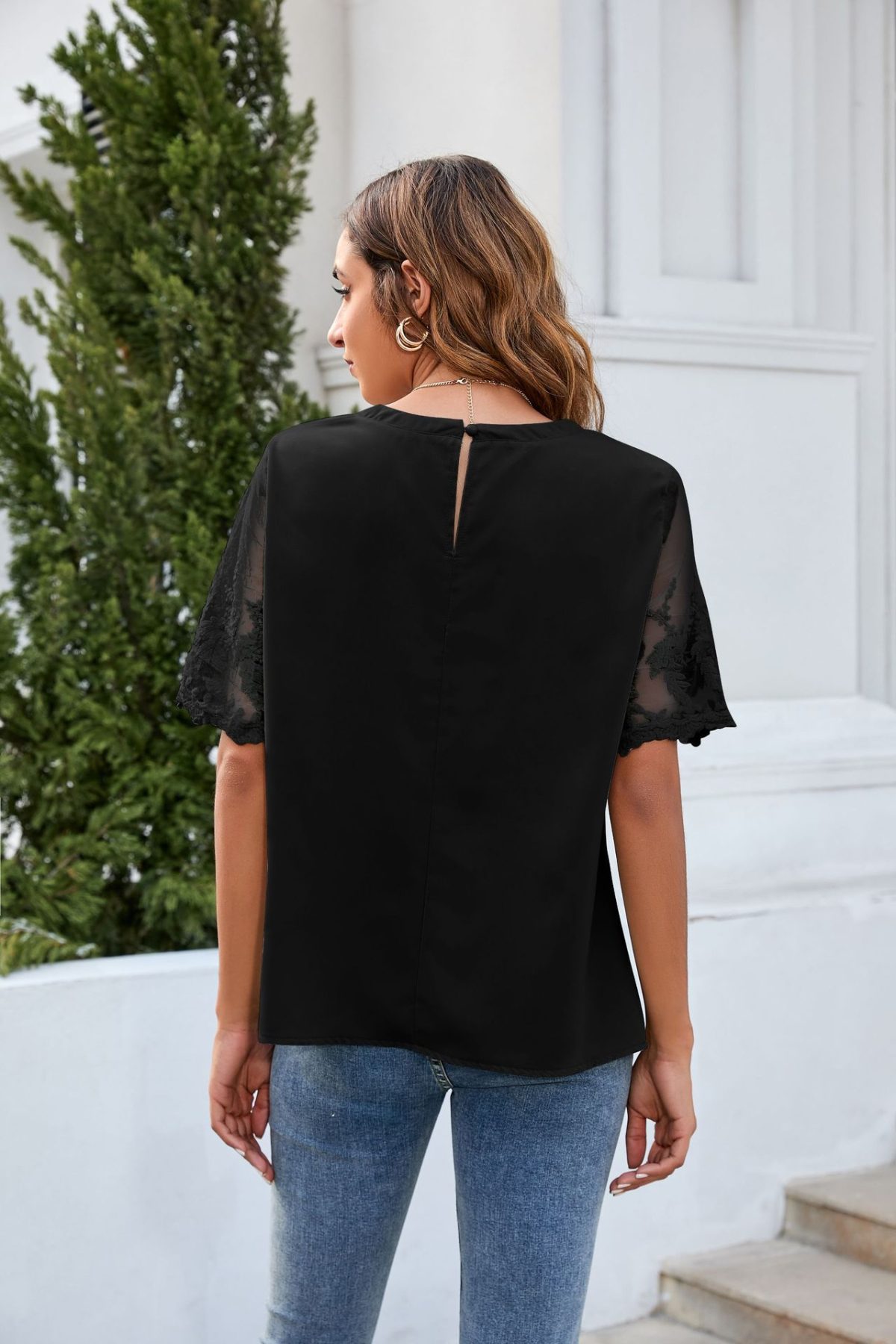 Round Neck Lace Chiffon Blouse - Blouses & Shirts - Uniqistic.com