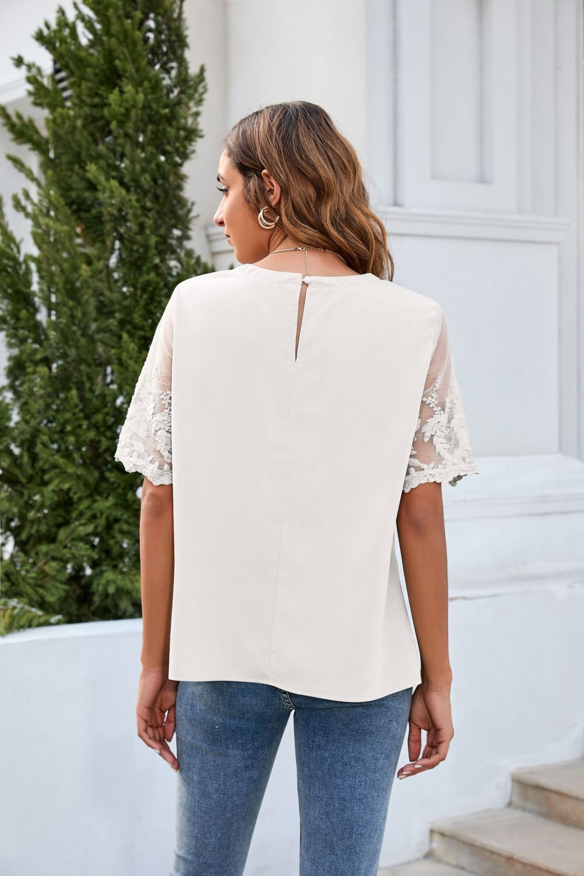 Round Neck Lace Chiffon Blouse - Blouses & Shirts - Uniqistic.com