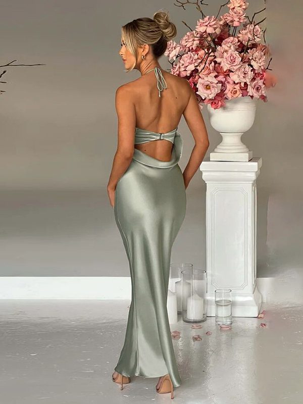 Halter Sexy Backless Slim Fit Sheath Evening Dress in Evening Dresses