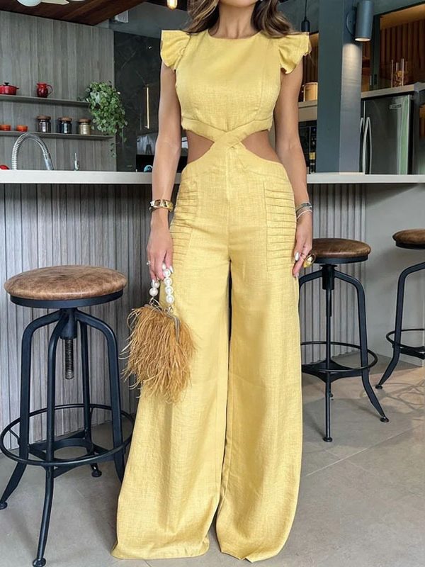 Cropped Outfit Loose Wide Leg Jumpsuit in Jumpsuits & Rompers