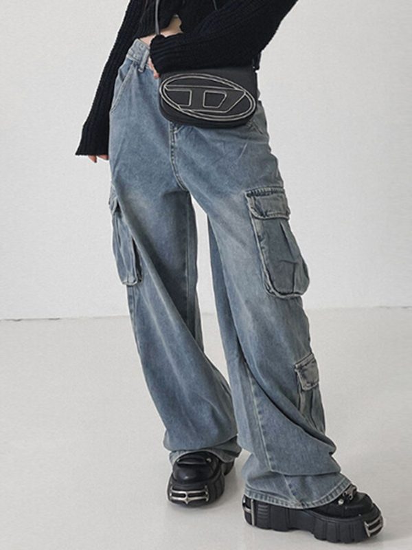 Sexy Street Casual Large Loose Pockets Low Waist Jeans - Pants - Uniqistic.com