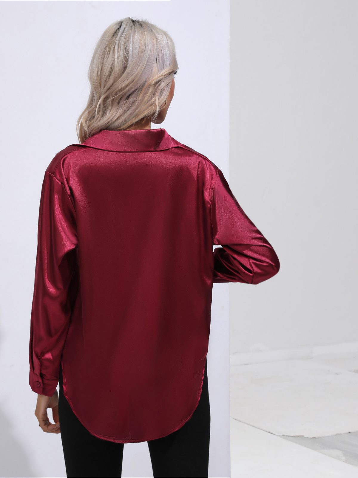 Satin Artificial Silk Long Sleeve Shirt - Blouses & Shirts - Uniqistic.com