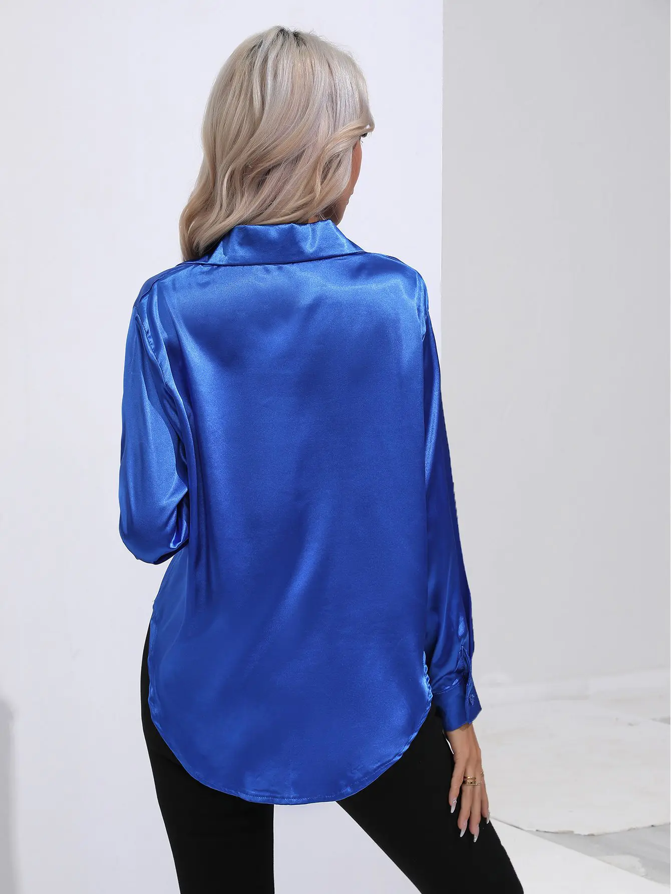 Satin Artificial Silk Long Sleeve Shirt | Uniqistic.com