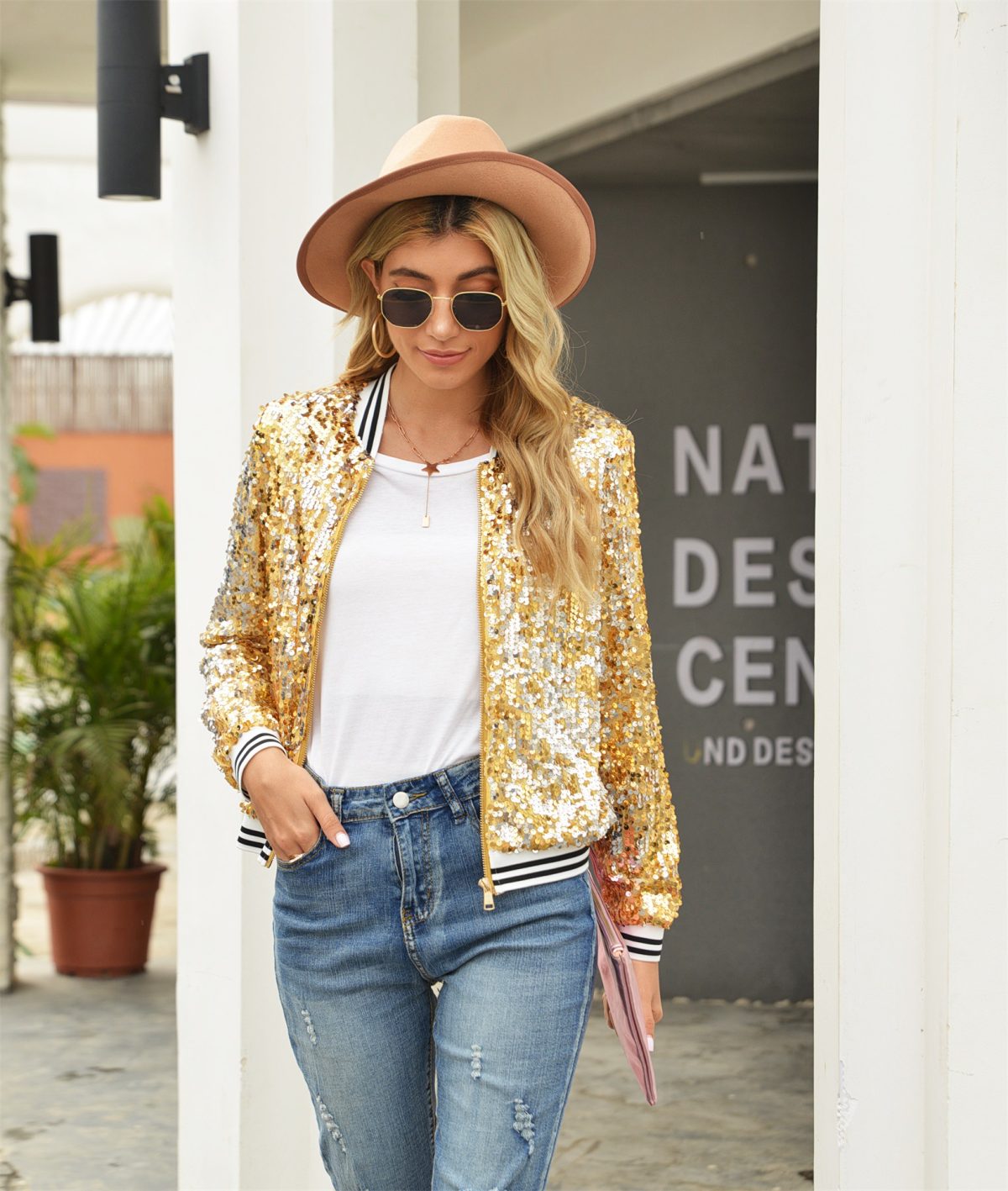 Sequined Long Sleeved Jacket in Coats & Jackets