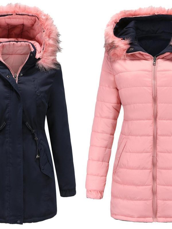 Cotton Padded Double Sided Wear Detachable Fur Collar Coat - Coats & Jackets - Uniqistic.com