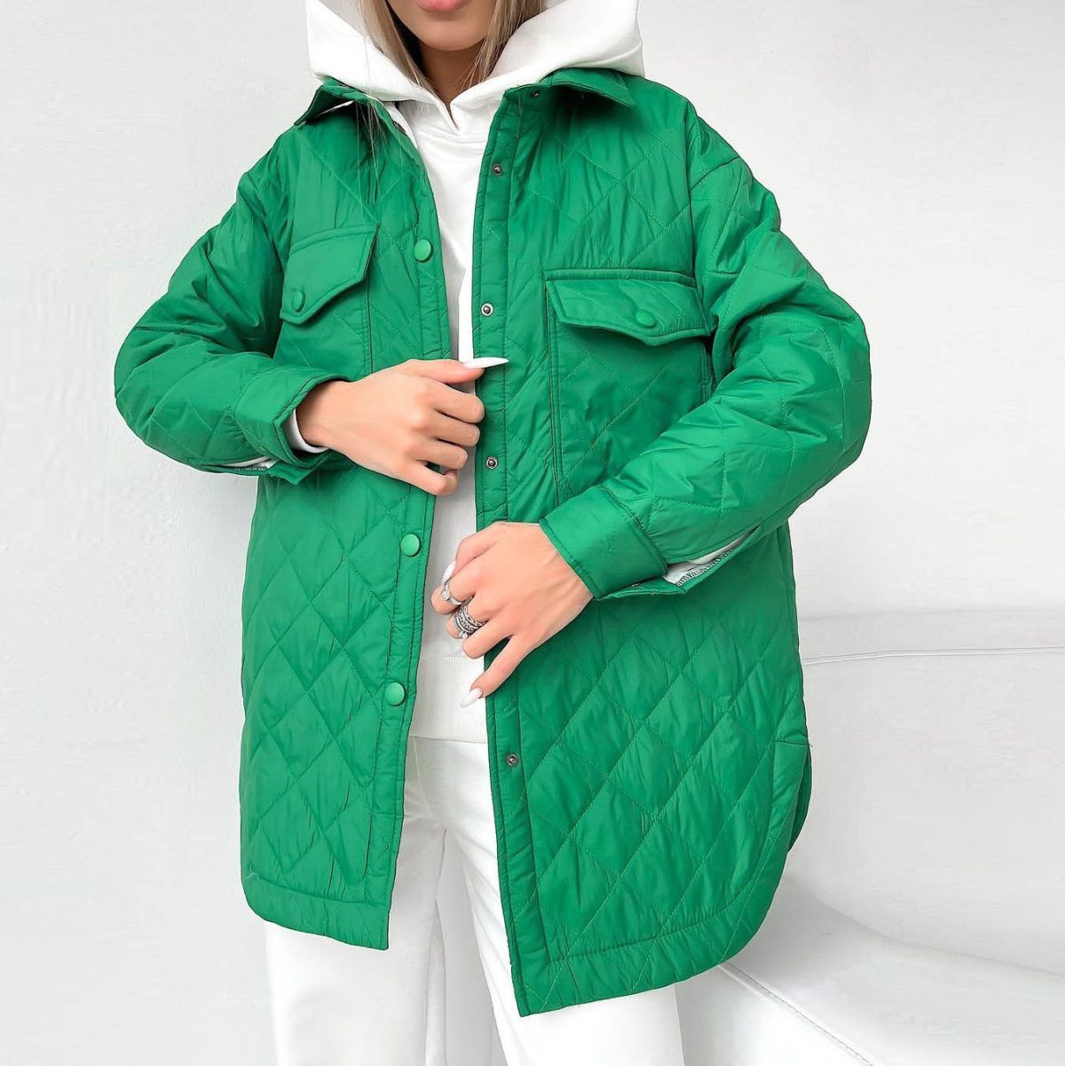 Long Breasted Collared Loose Warm Rhombus Cotton Padded Coat - Coats & Jackets - Uniqistic.com